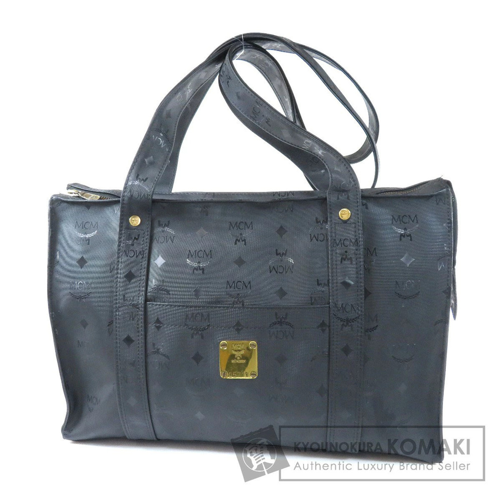 MCM Monogram Visetos Shopper Shoulder Bag Tote Black